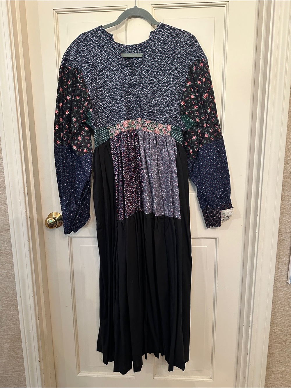 Handmade Bohemian Patchwork Long Sleeve Maxi Dress